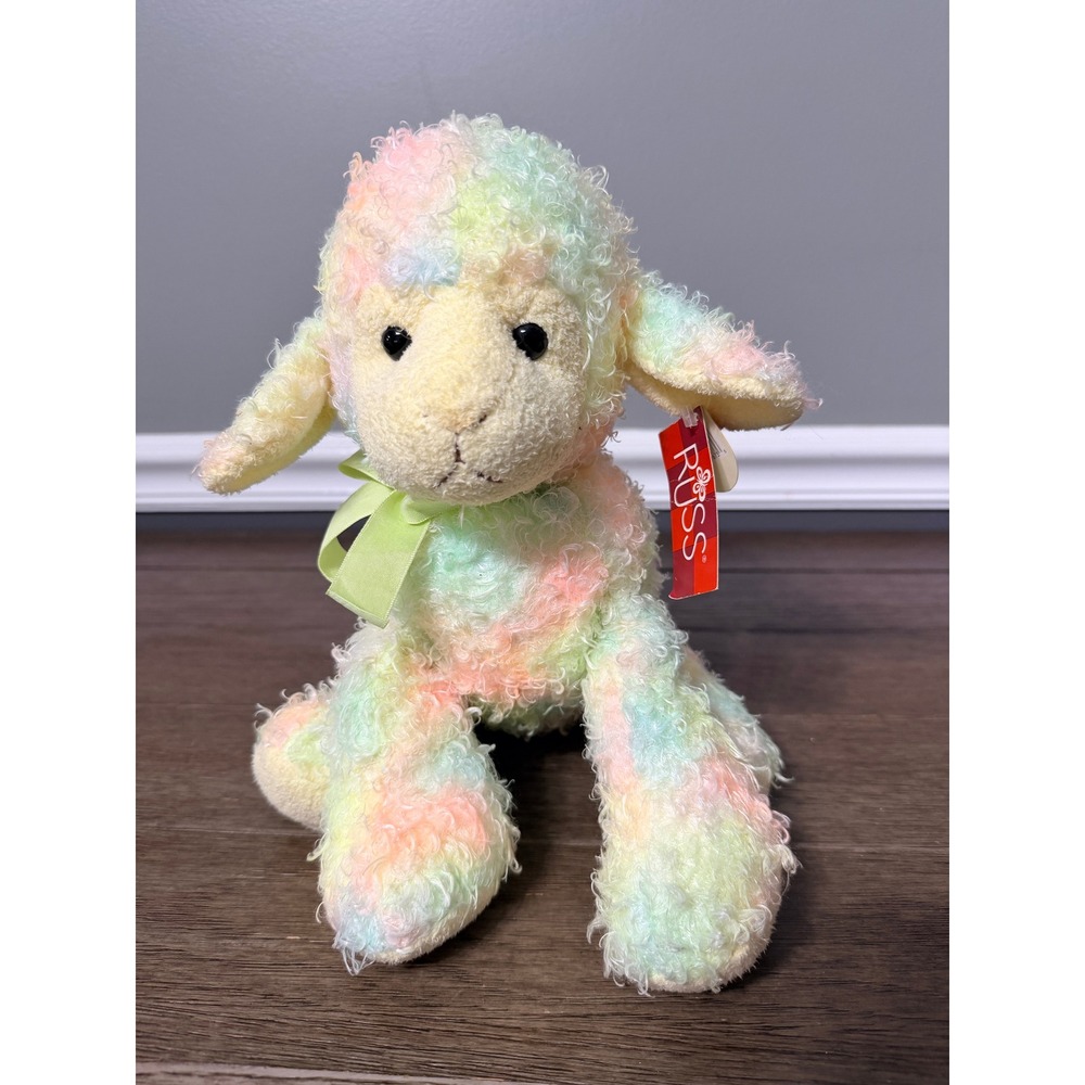 Russ Berrie Lou Lou Lamb Rainbow Pastel Sheep Plush Stuffed Animal 10" 27673 NWT